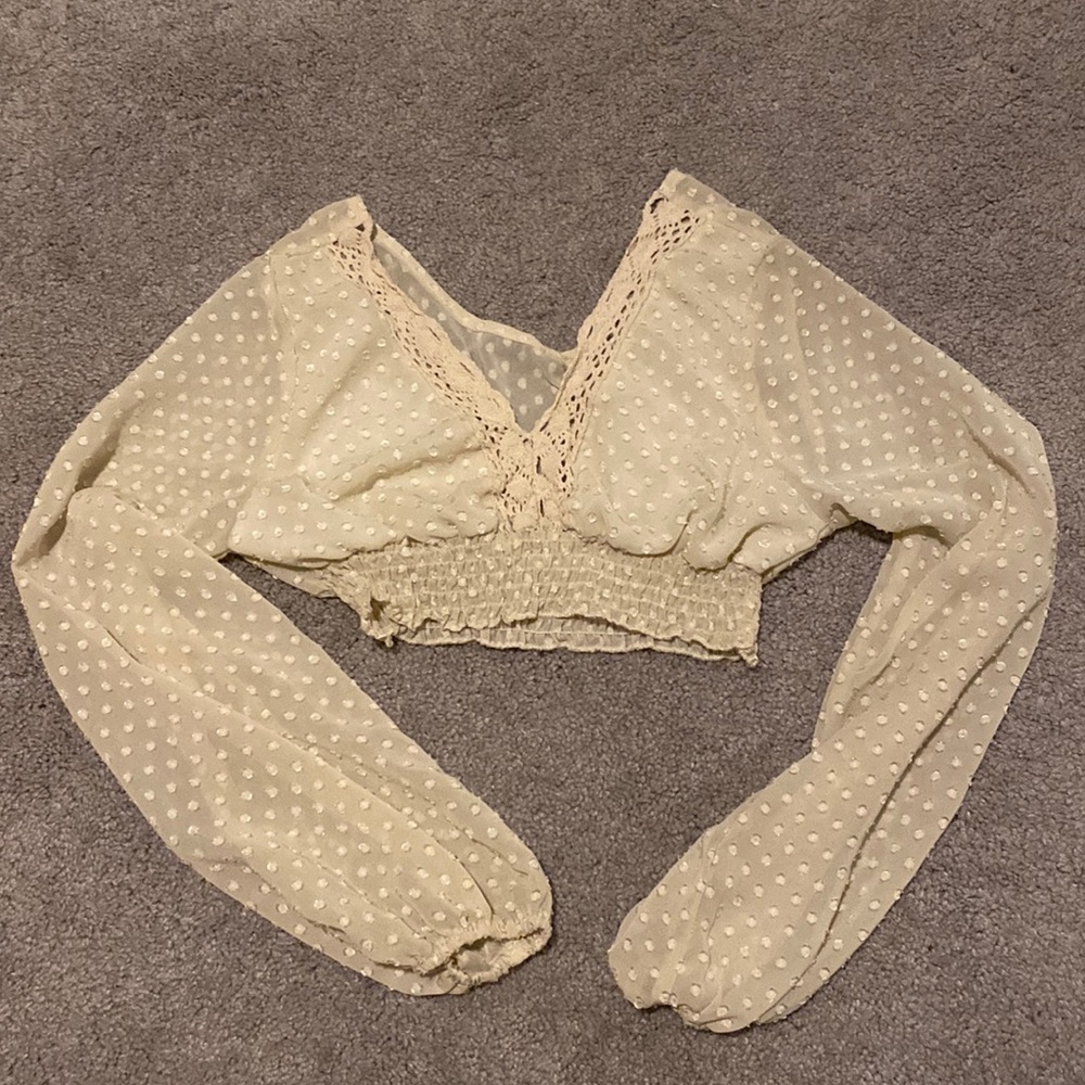 Romwe Cropped Long Sleeve Top